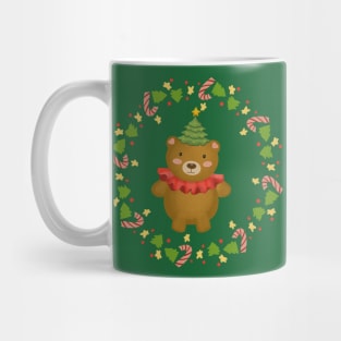 Christmas Teddy Bear Wreath Mug